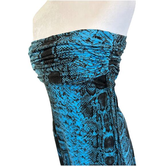 Y2K Fold Over Maxi Dress / Skirt Snakeskin boho stretch hippie Resort 90s Venus - Picture 4 of 12